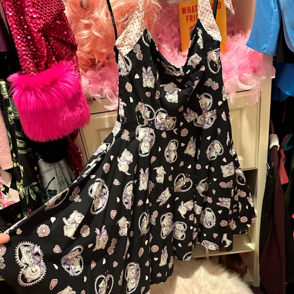 Hellbunny Cat Heart Halter dress, Size M - Picture 4 of 6